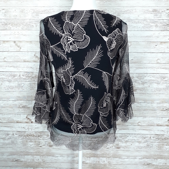 Alfani Blouse PS Pink Floral Sheer Sleeves 600 - Picture 4 of 7